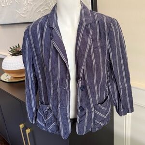 CAbi‎ Linen Blue and White Striped Blazer